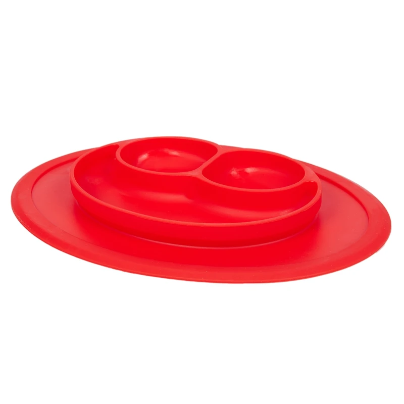 Infants Baby Ellipse Silicone Feeding Food Plate Tray Dishes Food Holder for cartoon dinner Tableware Toddler Kid Children gifts