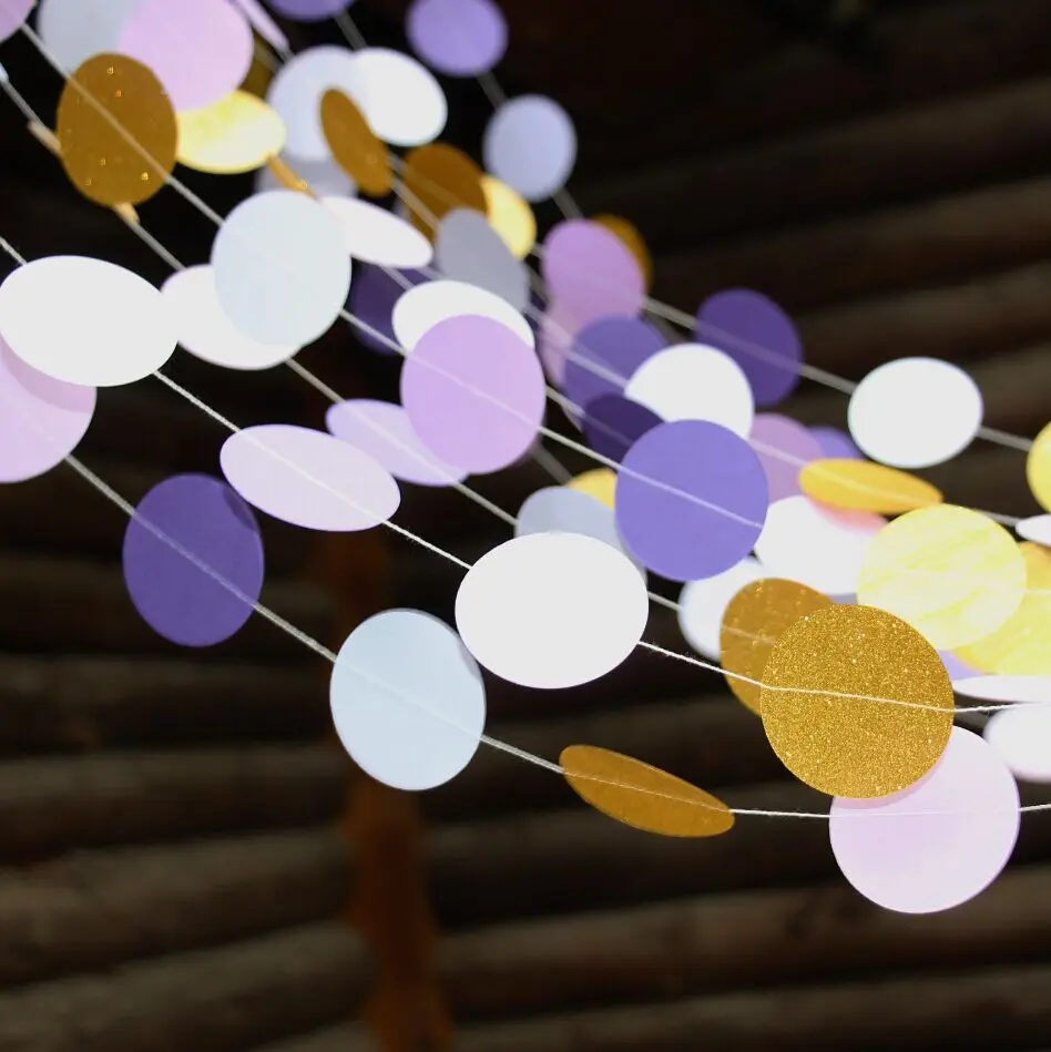 

5pcs Purple Paper Garland - Ombre Purple - Lavender -Glitter Gold - Purple Backdrop - Purple Nursery Decor - Wedding Decorations