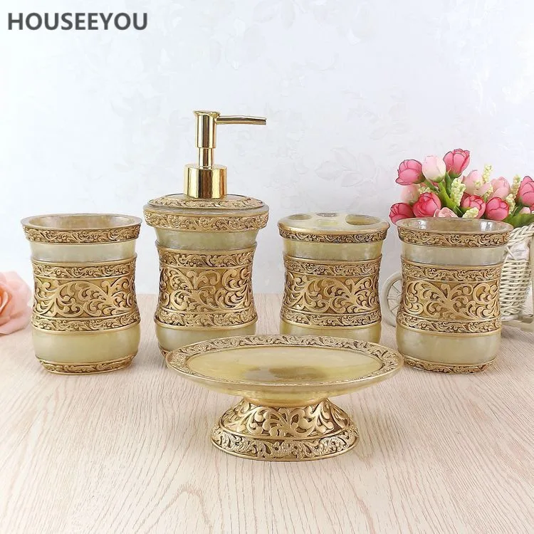 Набор аксессуаров для ванной из смолы Европейский набор 5 шт./компл.|toothbrush holder|resin
