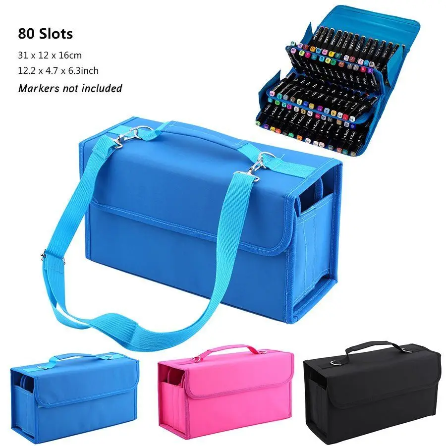 Touchfive Durable 80/120/160 Marker Storage for Markers Carrying Bag