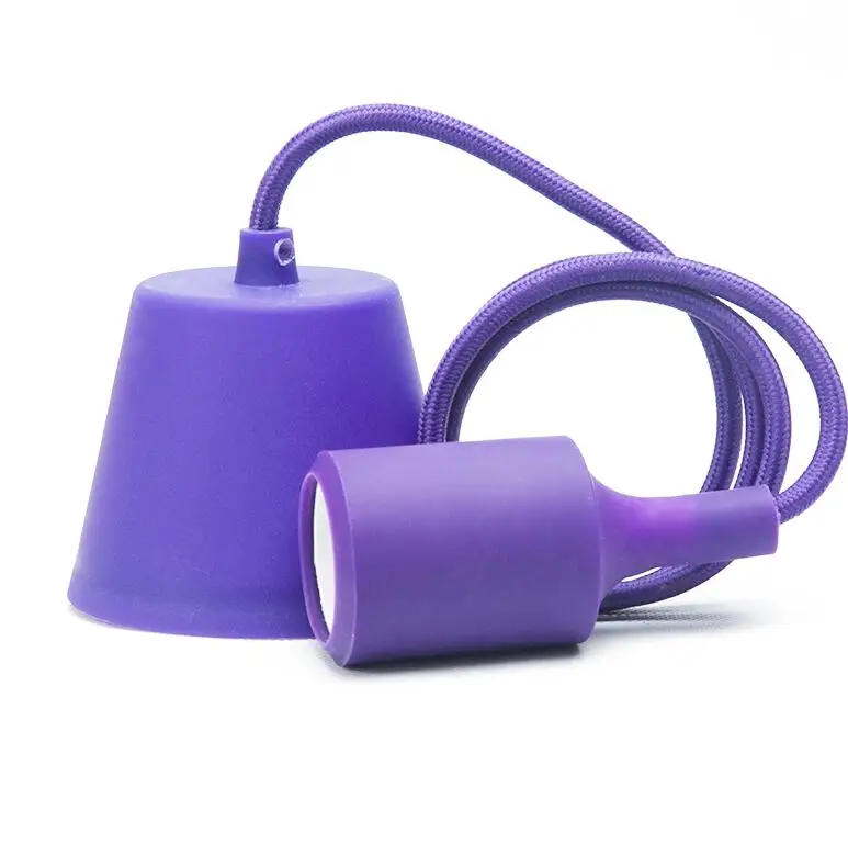 Простой E27 лампочка подвесной светильник, подвесная линия, красочные силиконовые резиновые лампы, детская спальня, Ресторан - Цвет корпуса: Фиолетовый