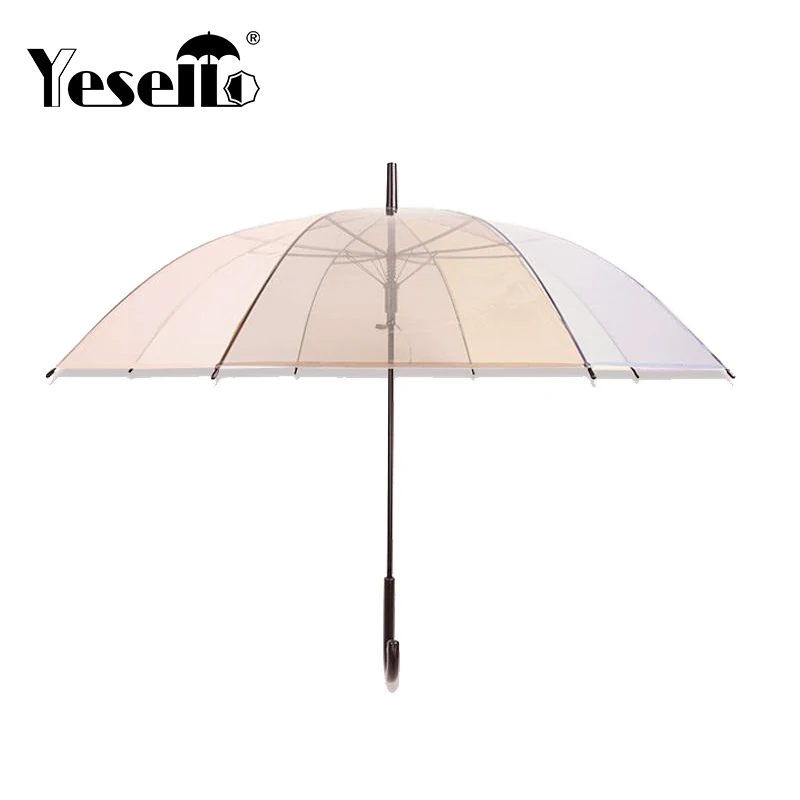 

Yesello Transparent Long-handle Rain Umbrella Ultra Light Women Kids Parasol Rain Umbrella Semi-automatic Female Umbrellas