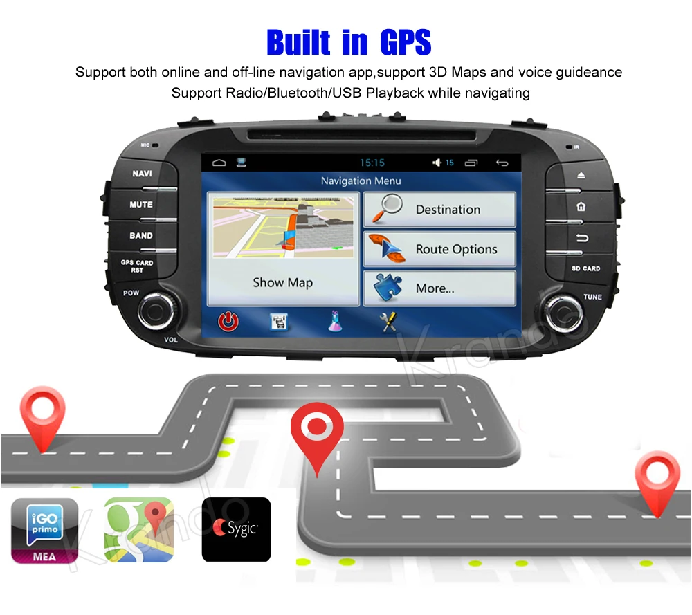 Flash Deal Krando 8" Android 9.0 car navigation multimedia system for Kia Soul 2014+ audio radio gps dvd player WIFI 3G DAB+ 2