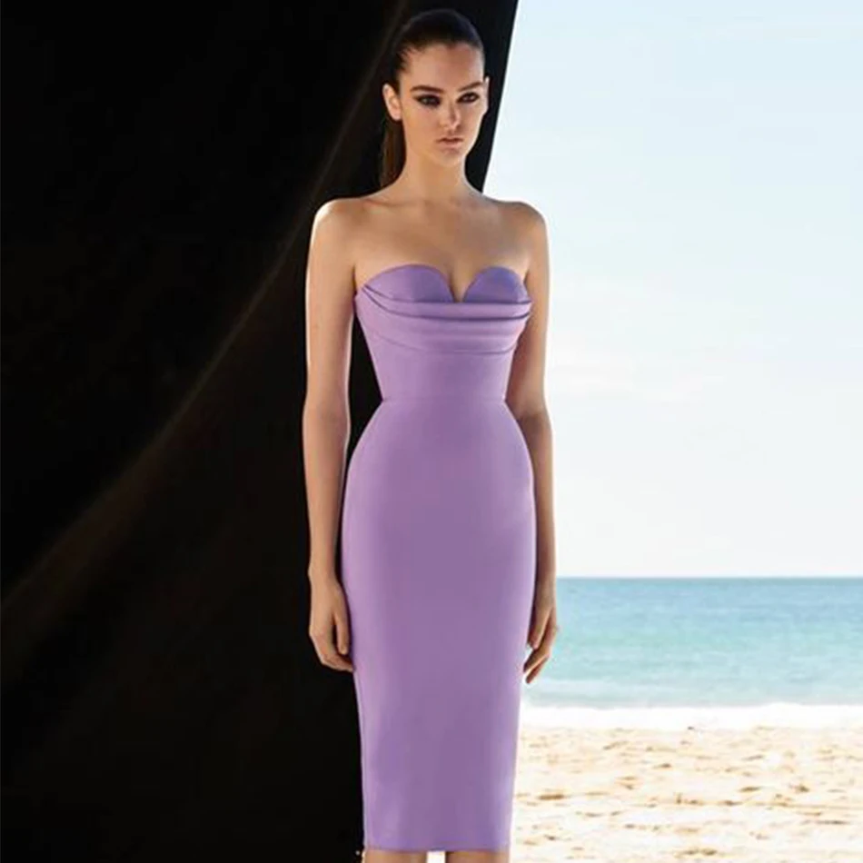 DressBird женское летнее платье облегающее сексуальное без бретелек рукавов