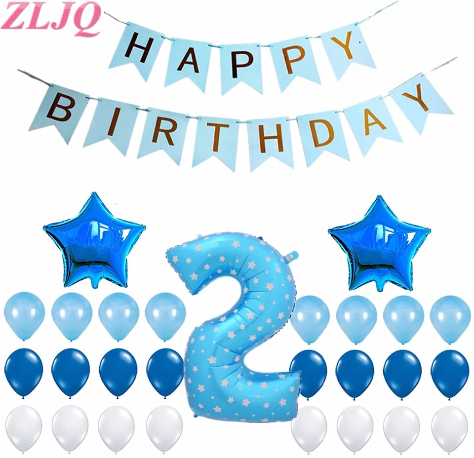Zljq Kit De Ballons Gonflables En Latex Pour Decoration De Fete D Anniversaire 34 Pieces Rose Et Bleu Pour Garcon Et Fille De 2 Ans Fete Prenatale Aliexpress