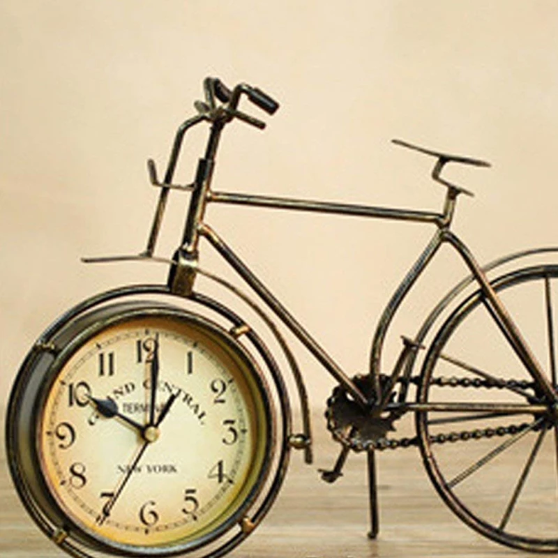 Винтажные железные велосипедные настольные часы, классические, бесшумные, ретро декоративные велосипедные часы для гостиной, кабинета, кафе B