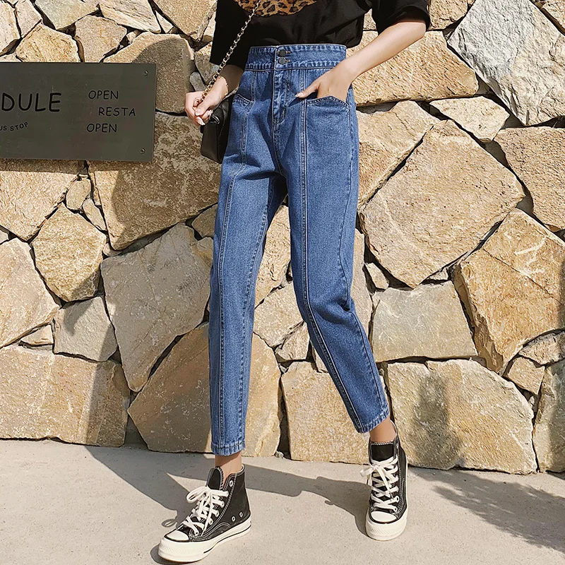 Staight Jeans Women Boyfriends Mom Jeans High Waist Jeans Mujer Summer 2019 Loose Vintage Skinny Jeans Feminino Plus Size