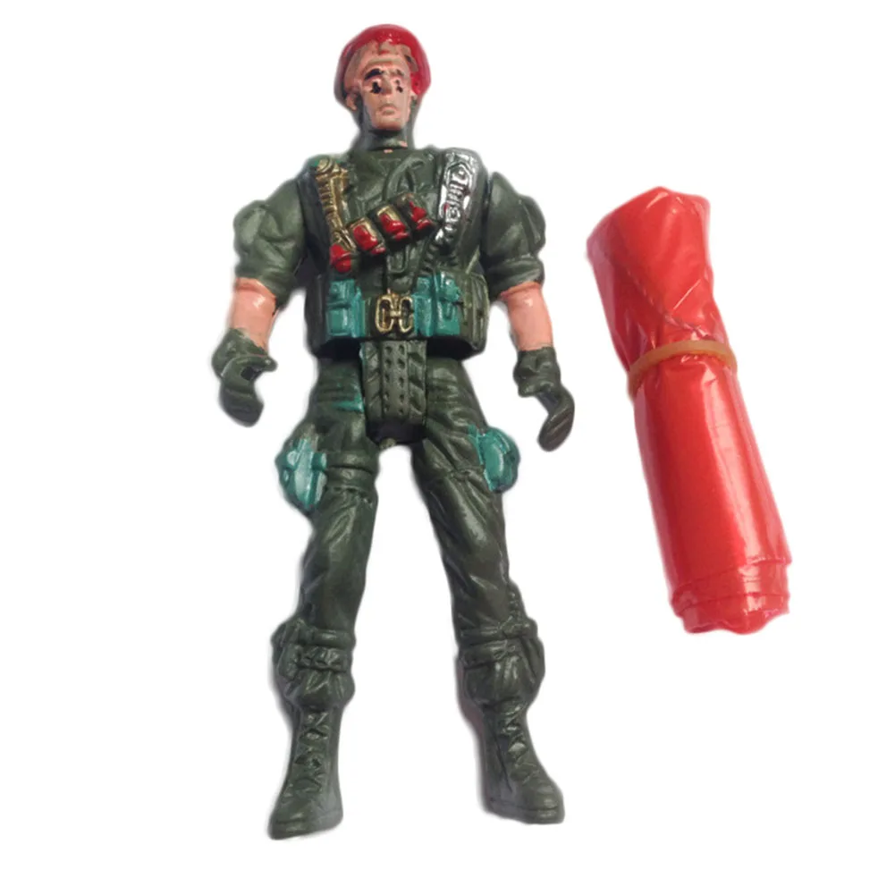 

1 pcs 9cm Paratroopers Parachute soldiers Small Miniatures Military figures Model Kits kid's Toy Model Humanoid Doll
