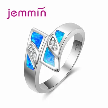 

Natural Stone Blue Fire Opal Ring Wholesale Retail Fashion for Women Engagement Promise Jewelry Rings Dropshipping