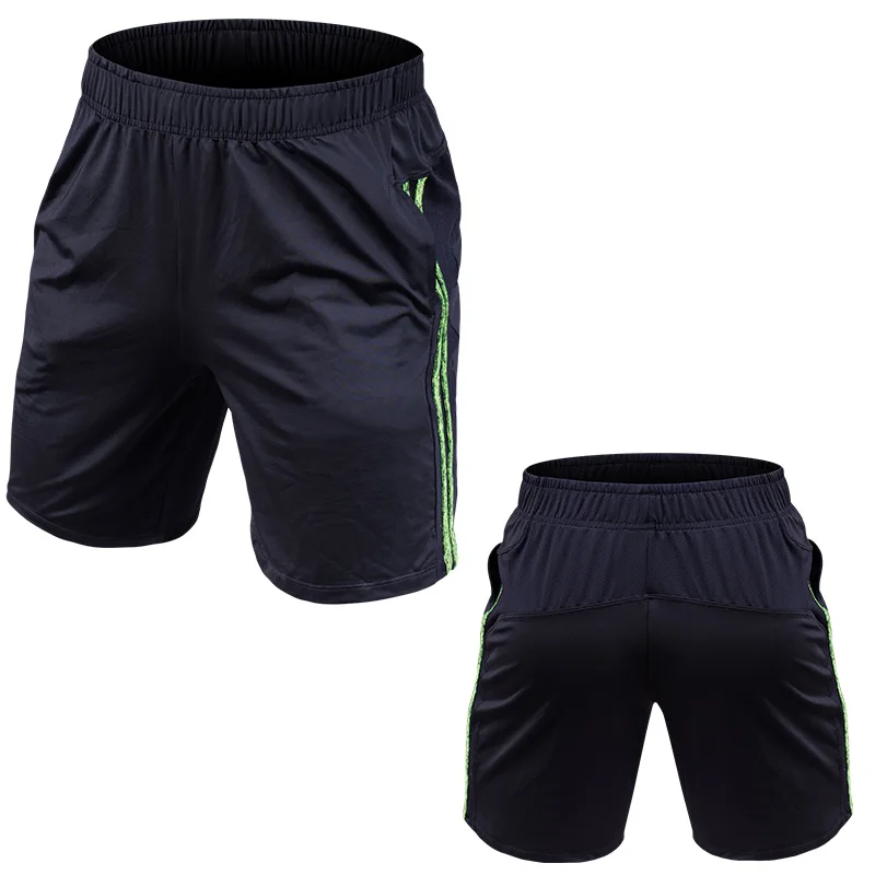 Men Active Shorts With Pocket Elastic Waist Quick Dry Striped Workout