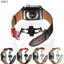 Кожаный ремешок для Apple watch band 4 44 мм 40 мм aplle iwatch correa 42 мм 38 мм 3 2 Бабочка Пряжка ремешок для наручных часов браслет ремень