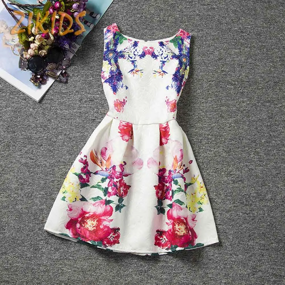 

Casual Girl Dresses for Girls Party Dress Summer 2017 Teenage Girls Clothing Sleeveless Flower Animal Printed Kids Clothes