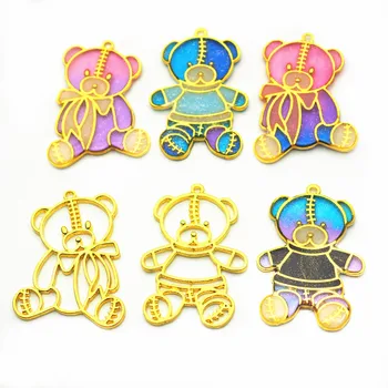 

Stitched Bear Toy Open Bezel Charm Jewlery Making Findings Pendant Gold Bezel Setting Cabochon Setting UV Resin Jewelry Bezels