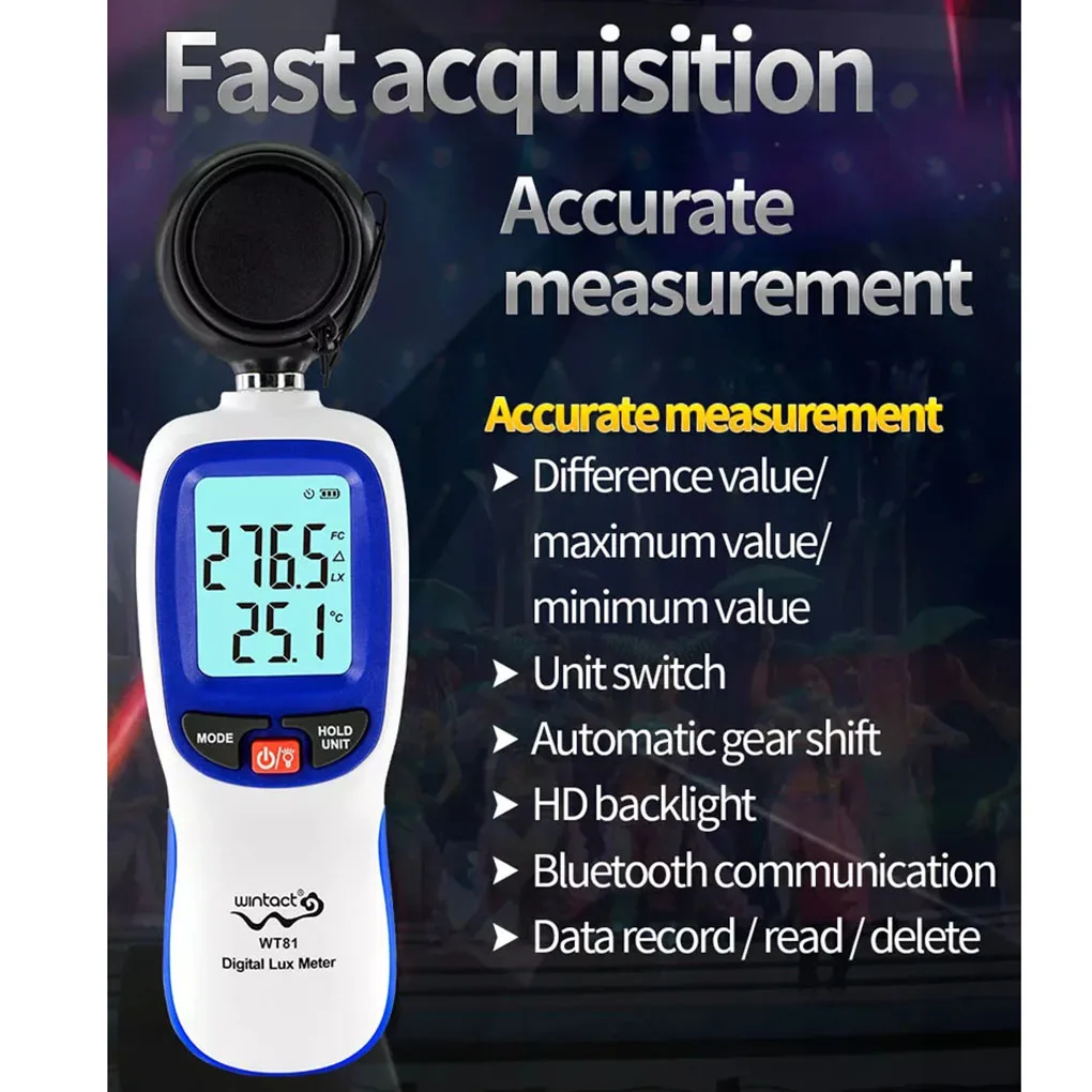 Wintact WT81 WT81B Bluetooth цифровой люксовый измеритель освещенности метр тестер оборудование для тестирования окружающей среды