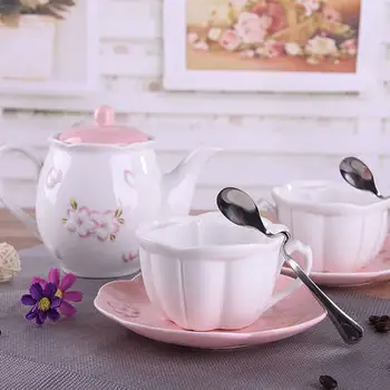 

The tea set of Jingdezhen ceramics 5 head handle teapot cup with filter net