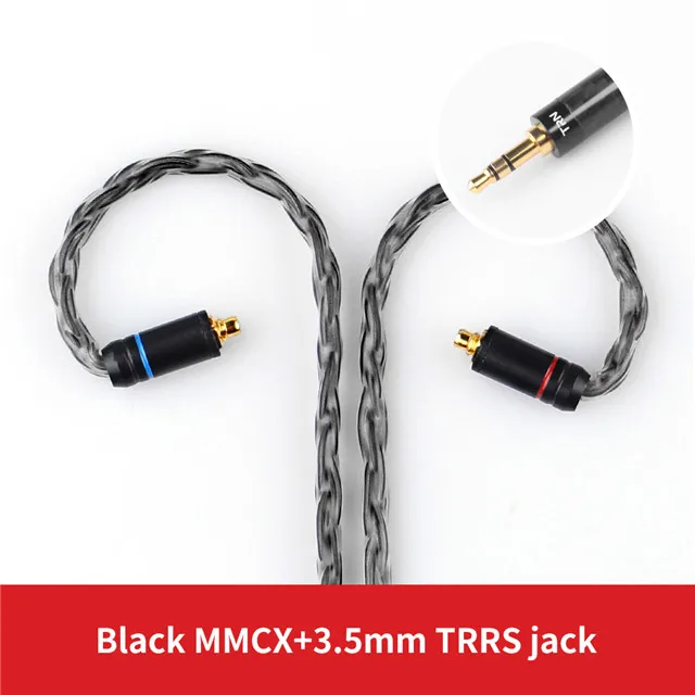 TRN T2 16 Core посеребренный HIFI кабель обновления 3,5/2,5 мм разъем MMCX/2Pin разъем для trn V80 V30 AS10 C16 C10 V90 V10 S2 T2 BQ - Цвет: black 3.5mm mmcx