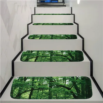 Моющиеся Нескользящие лестничные ступени лестничные ковровые протекторы лестничные коврики грязеотталкивающие резиновые подложки коврики для лестниц для домашнего офиса - Цвет: Зеленый