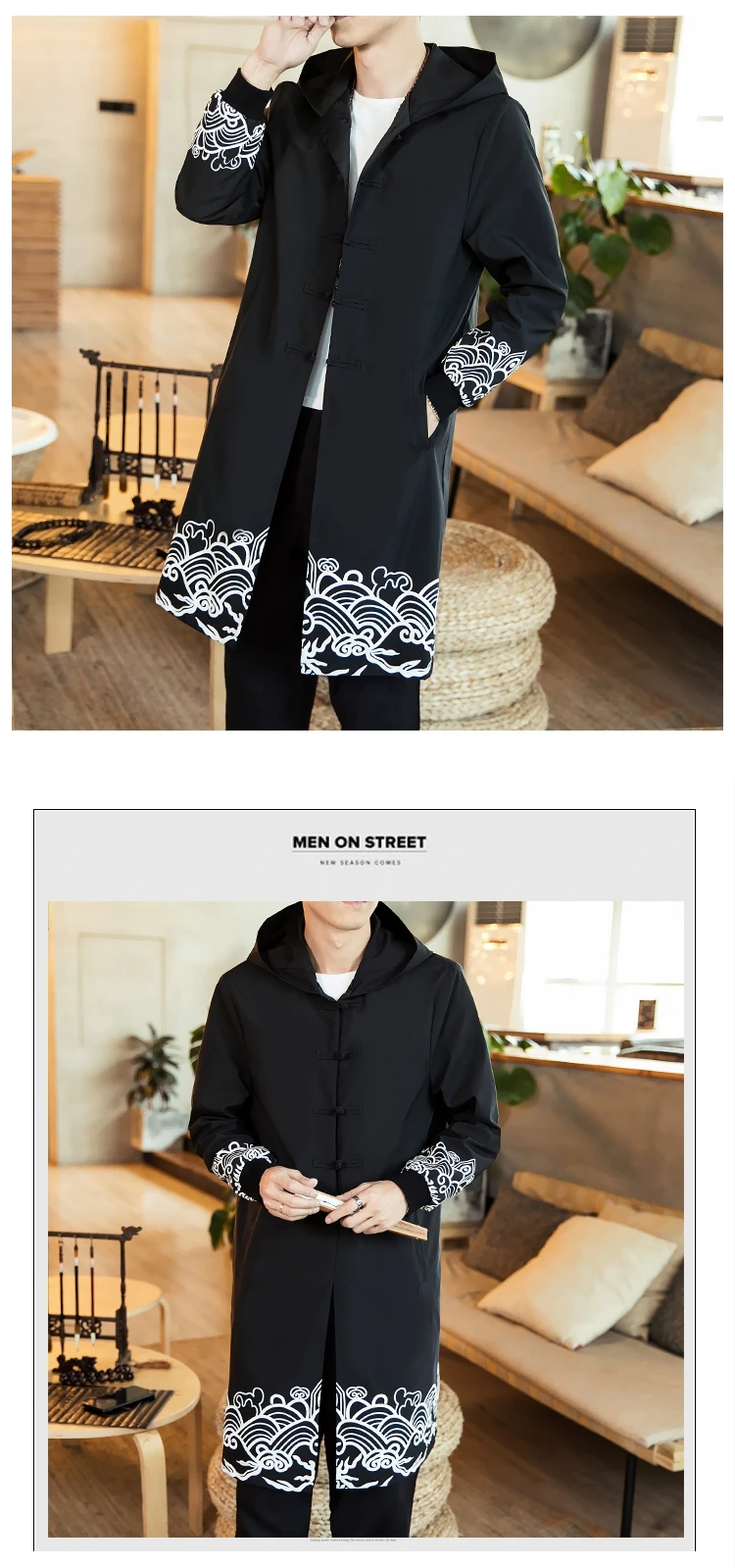 Sinicism Store, уличная одежда, мужской Тренч,, Мужская черная волна, длинная куртка, пальто, мужская повседневная Корейская Толстая ветровка, куртки