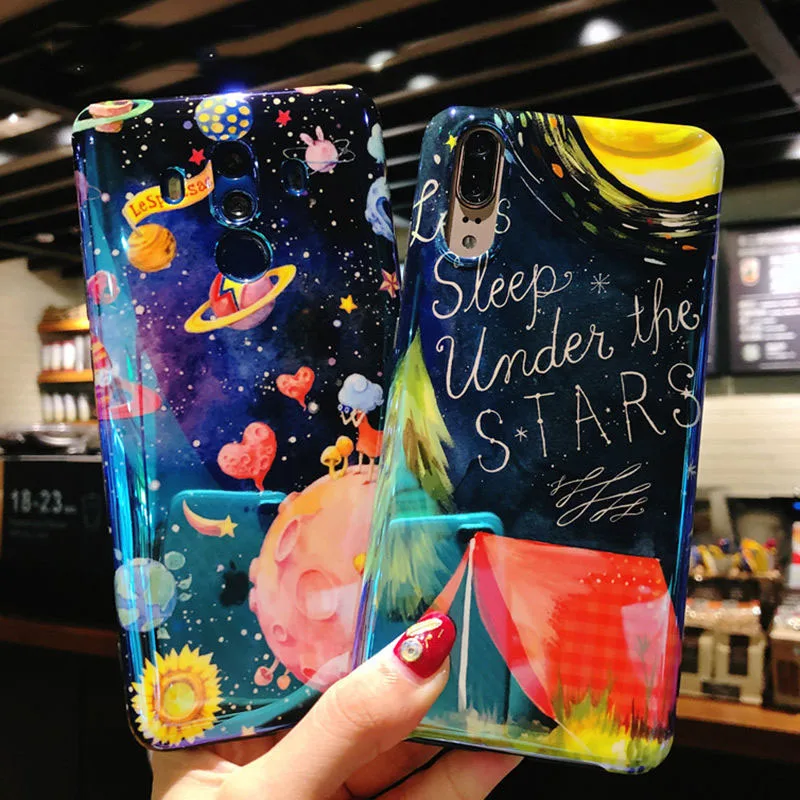

Blu-Ray Starry Space universe Planet phone Cases for Huawei Honor 9 10 Mate 10 for Xiaomi 6 for Redmi Note 5 soft back cover
