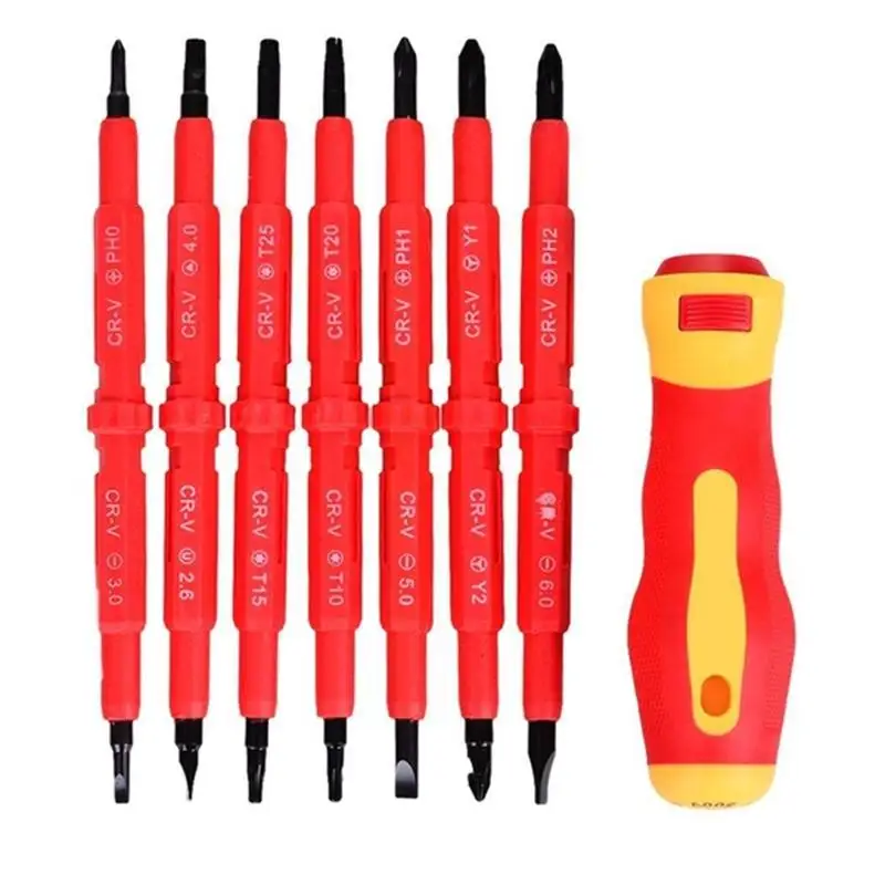 

7pcs 1000V Professional Electronic Insulated Screwdriver Set High Slotted Screwdriver Durable Hand Tools Portable Accessory Set