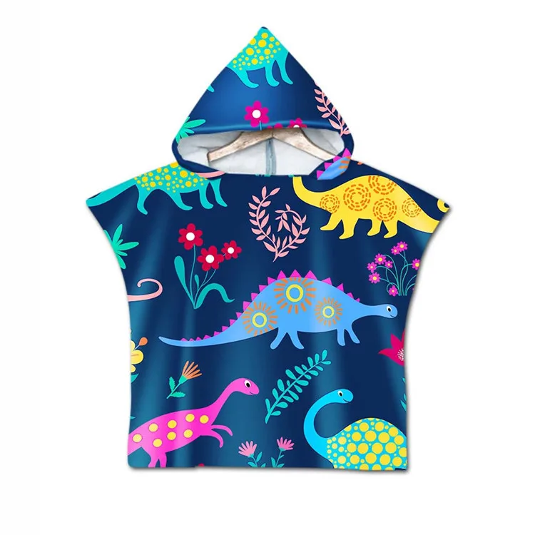 3D Толстовка с принтом динозавра; пляжное полотенце с изображением героев мультфильмов детские, для малышей с капюшоном банное Полотенца для маленьких мальчиков и девочек; Халат с капюшоном; пончо для езды на велосипеде для плавания пляжная одежда