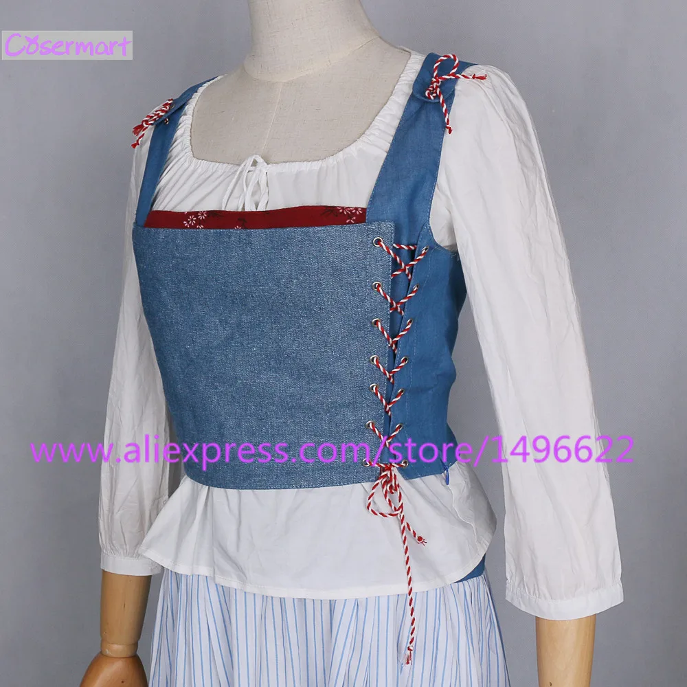 2017 Movie Beauty And The Beast Dress Maid Belle Costume Cosplay Dresses Women Adult Halloween Party (9)