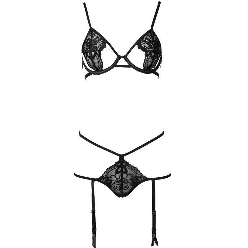 New Ultra thin Sexy Hollow Lace Underwire Push Up Open Bra Crotch Set ...