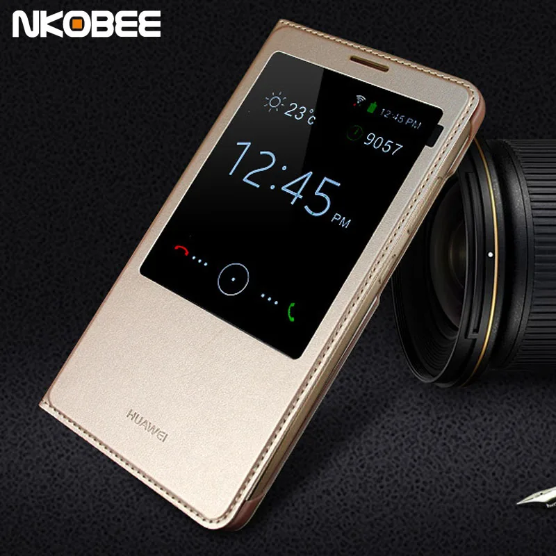 Nkobee для Huawei Коврики 7 флип чехол умное окно Ascend мобильных Телефонные чехлы