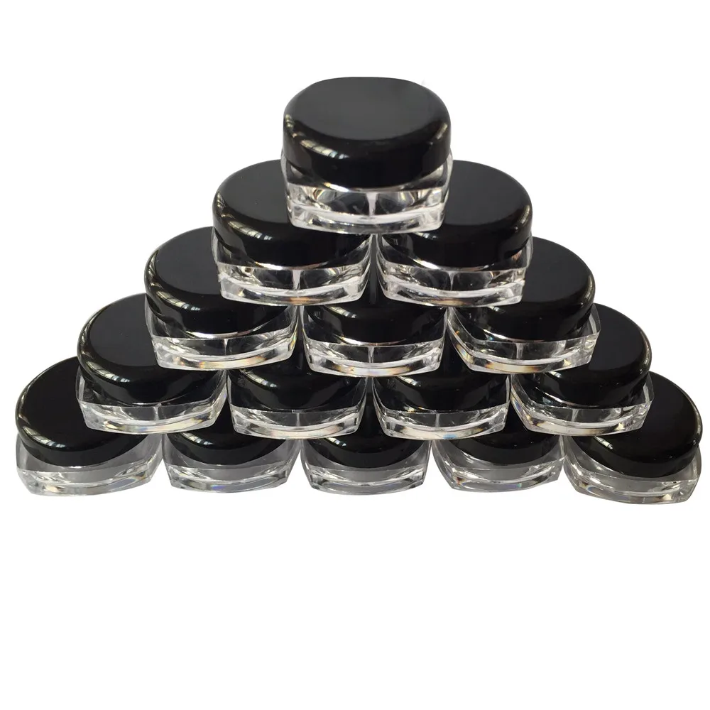 

New 50Pcs Plastic Clear Cosmetic Empty Container Pot Eyeshadow Makeup Cream Lip Balm Small Tiny 3g Bottle Round Pot se8