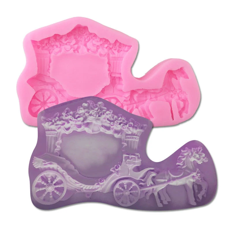 3D Романтическая свадебная карета лошади силиконовая форма сахарное ремесло помадка украшения торта Gumpaste инструменты Конфеты шоколадная форма