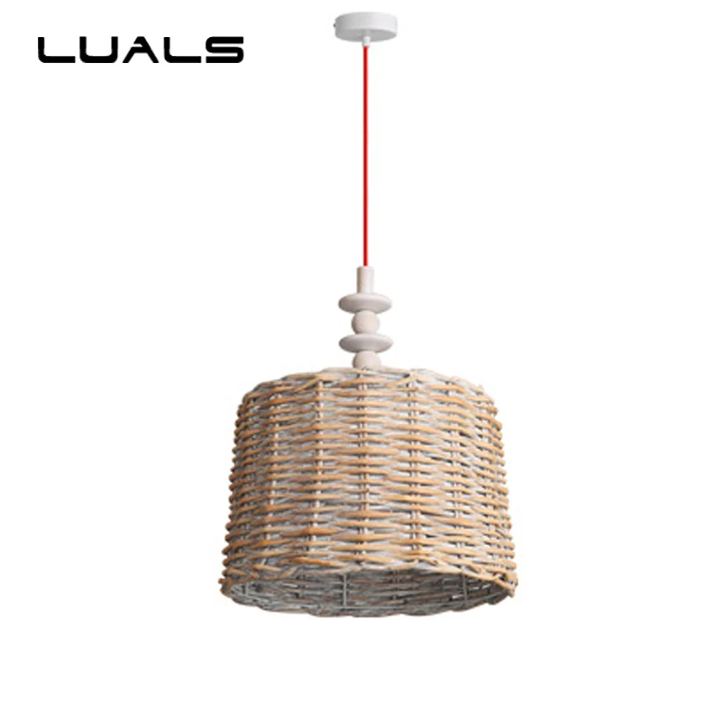 

Simple Pendant Lamp Creative Wicker Pendant Lights Restaurant Retro Hanging Lamp Teahouse Deco Art Lighting Contains LED Bulbs