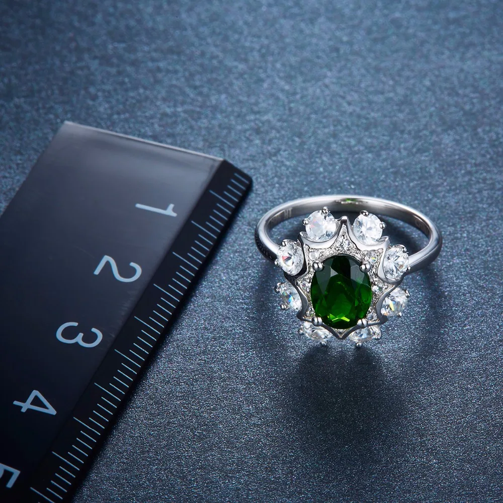 

Hutang Natural Gemstone Chrome Diopside Solid 925 Sterling Silver Snow Ring Fine Jewelry Presents Gift For Women Christmas Gift