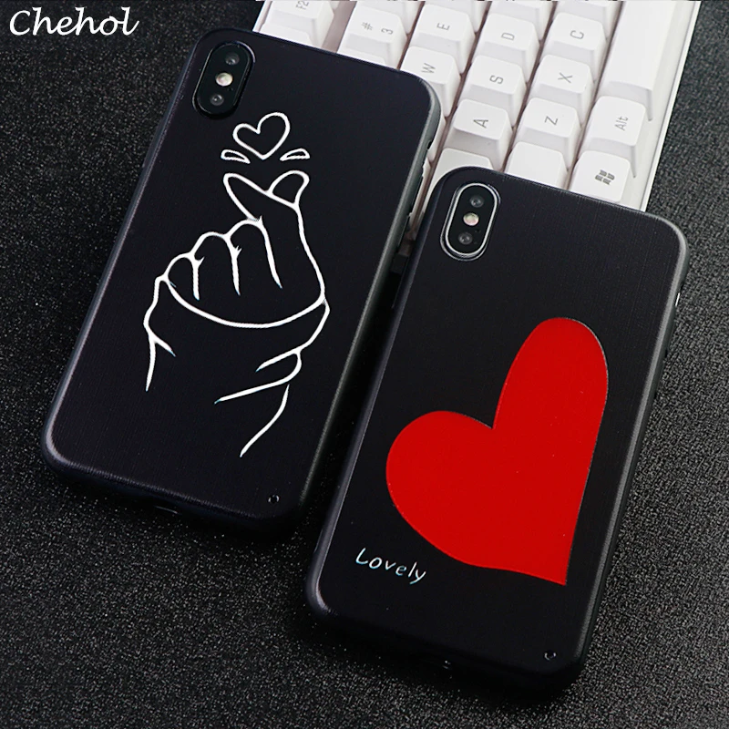 Love Phone Cases for IPhone 6 s 7 8 Plus X XS MAX XR Couple Heart Case Soft TPU Silicone Fitted Mobile Covers Accessories | Мобильные