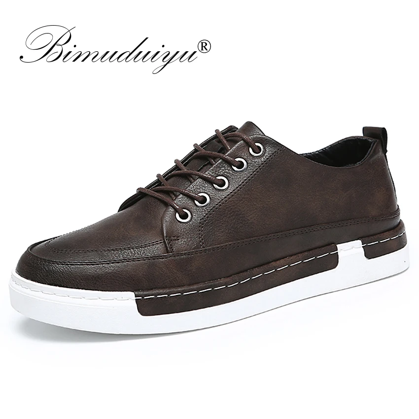 BIMUDUIYU Men's Leather Casual Shoes Retro Style Mens Leather Flats Oxford Shoes Male Sneakers tenis masculino zapatos hombre BIMUDUIYU Men's Leather Casual Shoes Retro Style Mens Leather Flats Oxford Shoes Male Sneakers tenis masculino zapatos hombre