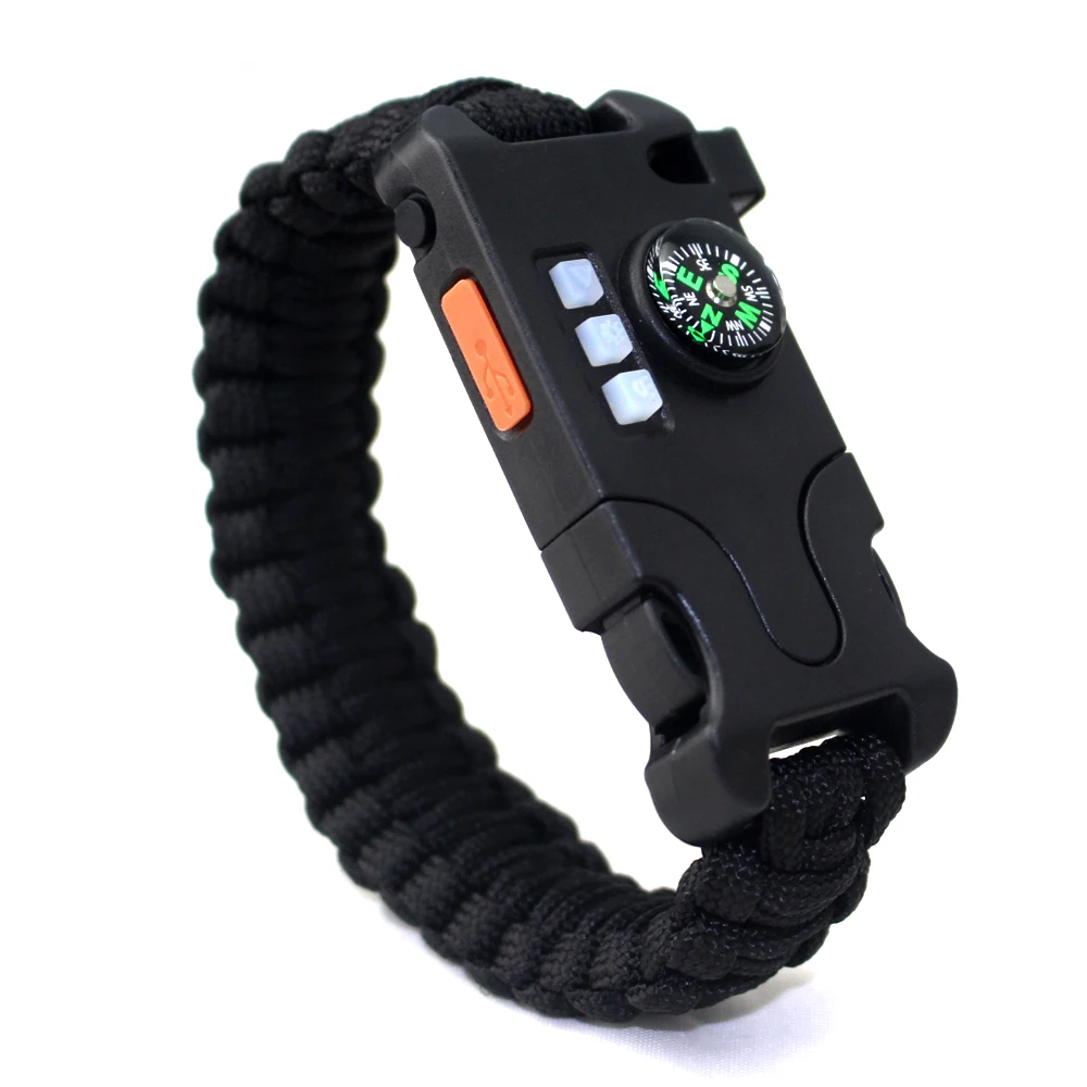 بقاء سوار للرجال البوصلة مشبك العسكرية Paracord في الهواء الطلق أساور 8 في 1 SOS متعددة الوظائف الرياضة البقاء معصمه