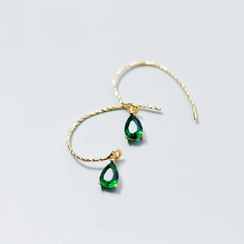 

MloveAcc Silver 925 Jewelry Green Crystal Zircon Earrings for Women Bridal Earrings Elegant Style Wedding Brand Fine Jewelry