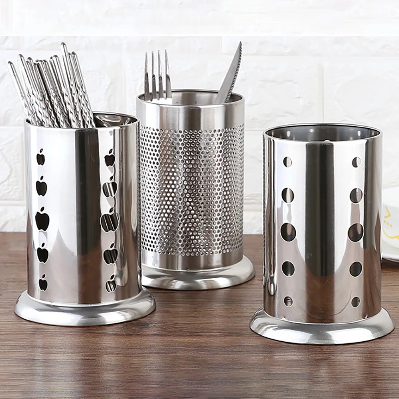 Stainless steel hanging chopstick cage round fork spoon holder rack reinforced kitchen supplies shelves cutlery organizer