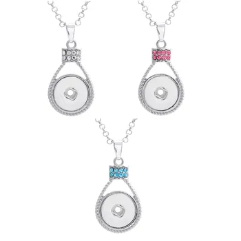 

Rhinestone Water Bottle Drop Metal 18mm Snap Buttons Necklace With Link Chain Jewelry 12pcs/lot Mix Colors