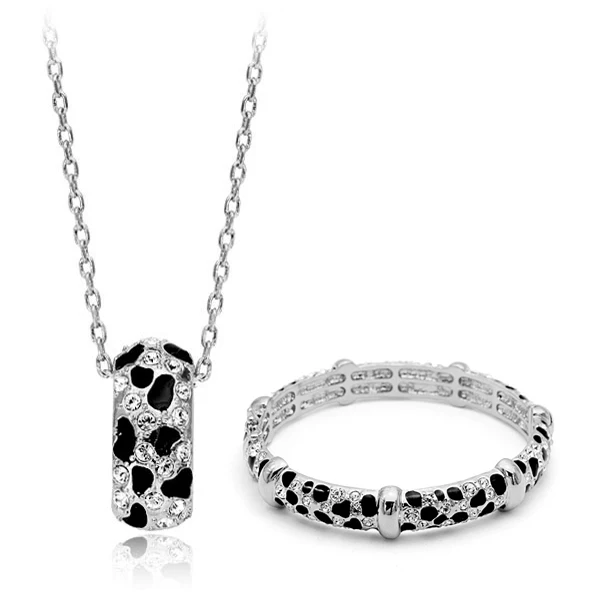 

ZHOUYANG Top Quality ZYS038 Silvery Leopard Print Silver Color Jewelry Set Rhinestone Made with Austrian Crystals