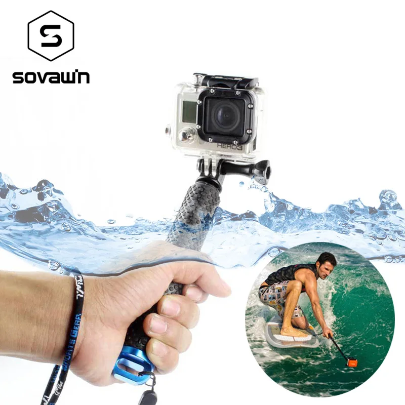 Селфи палка для GoPro резиновая нескользящая Алюминиевая выдвижная в сложенном