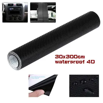 

4D Carbon Fiber Carbon Fiber Vinyl Wrap Waterproof Sheet Roll DIY Car Sticker For Auto Cars Auto Vehicle Decor 30x300cm (Black)