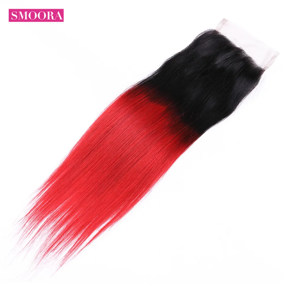 1B/Red Ombre Brazilian Straight Hair 3 Bundles With Lace Closure Human Hair Weave Bundle with Closure Ombre Dark Roots Non Remy 1B/Red Ombre Brazilian Straight Hair 3 Bundles With Lace Closure Human Hair Weave Bundle with Closure Ombre Dark Roots Non Remy