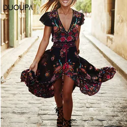 Duoupa Mujer Traje de Verano Vintage Boho Largo Maxi Vestidos de Manga Corta Vestido de Playa Bohemio Duoupa Mujer Traje de Verano Vintage Boho Largo Maxi Vestidos de Manga Corta Vestido de Playa Bohemio