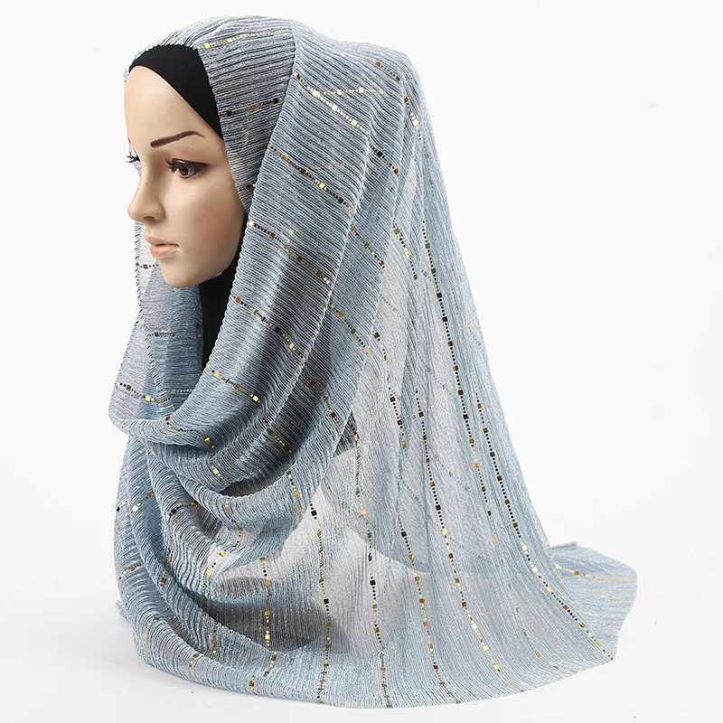 Мусульманский узор новая блестка мусульманский хиджаб осенняя шаль шелковый шарф Тюрбан, головной платок оптовая поставка через оптовика