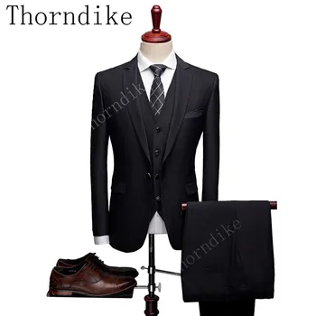 

Thorndike Blazers Pants Vest Set 2018 Men's Fashion Three Piece Suit Sets Male Business Casual Coat Jacket Waistcoat Men Suits