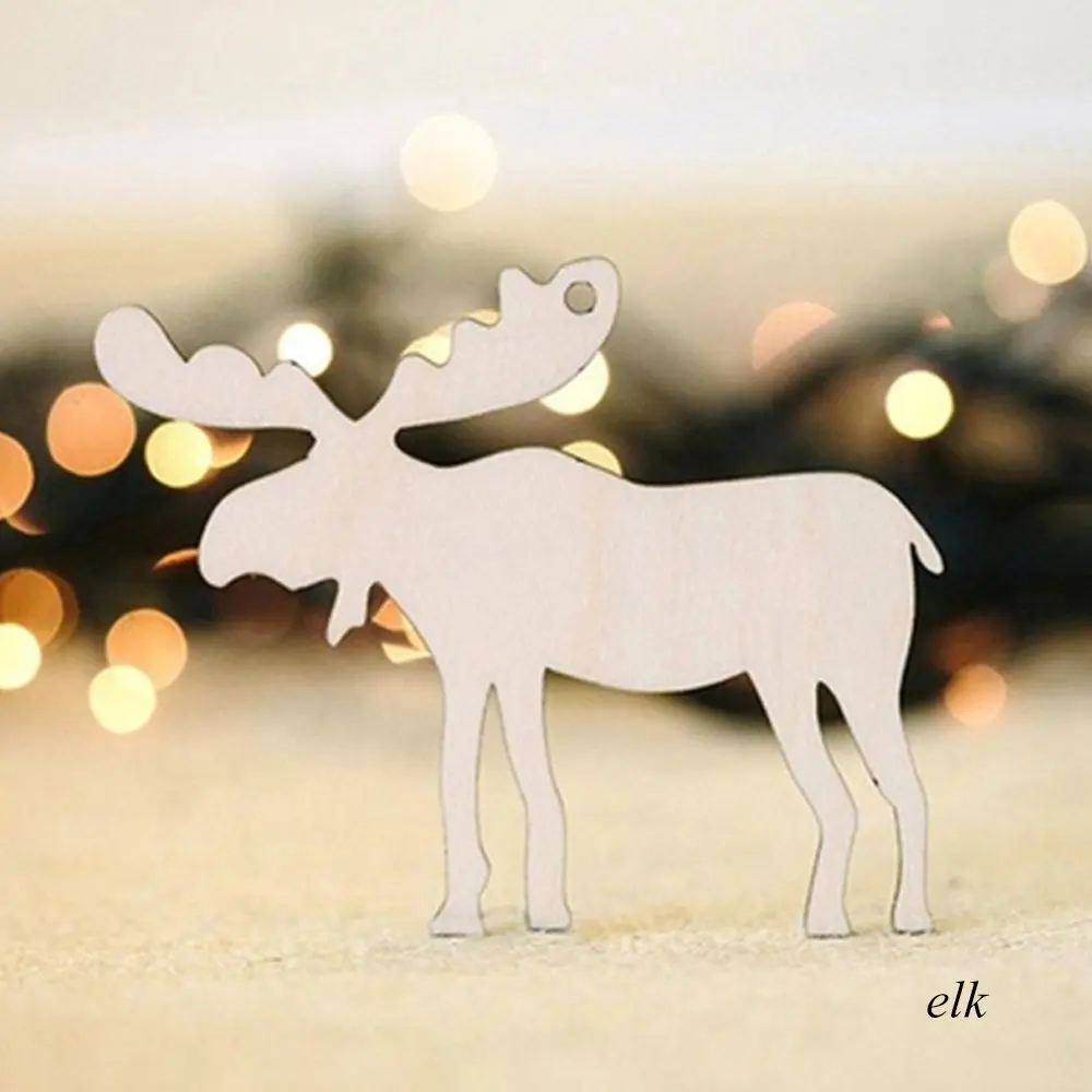 10 шт деревянные Рождественские елки украшения Рождественские Подвесные Украшения Снеговик Подарки - Цвет: elk