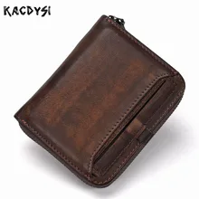 Кошелек из натуральной воловьей кожи на молнии винтажный ручная