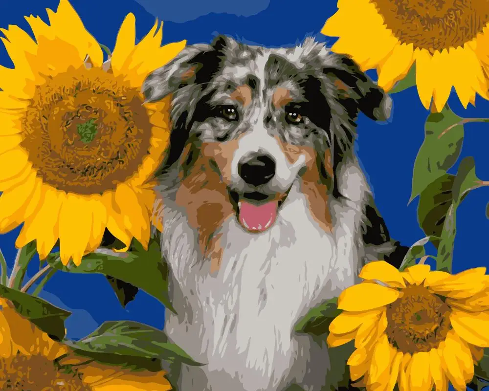 подсолнух собак. подсолнух прикол. собака в цветах. щенок в подсолнухах. золотистый ретривер подсолнухи.