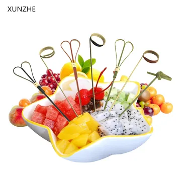 

Cake decoration 50 - 100pcs 12cm Fruit shaped sticky Cocktail Drink Stirring Sticks Food Dessert Picks Fruit Fork Cup decoration