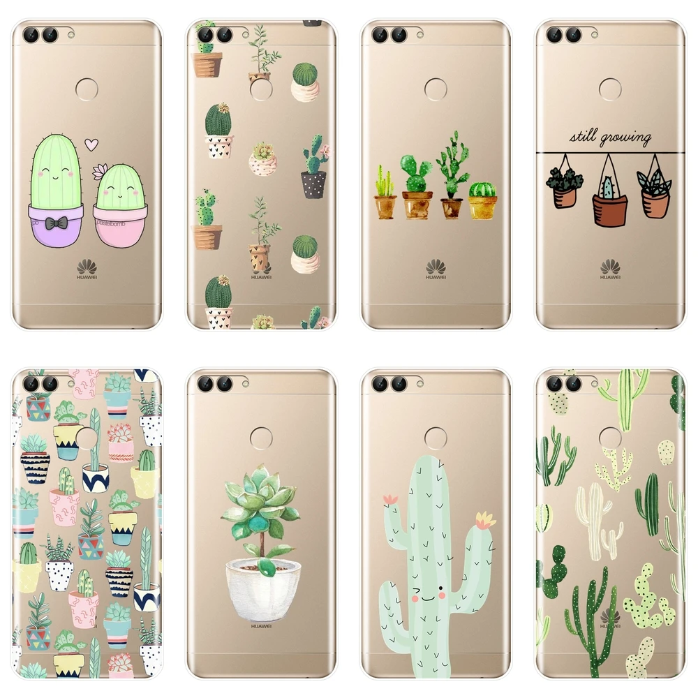 Задняя крышка для Huawei P10 P20 P8 P9 Lite 2017 силиконовый чехол телефона Sof Cactus Pro Plus P Smart